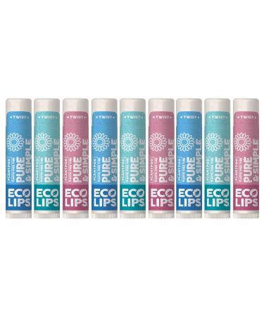 Eco Lips Pure & Simple Raspberry Coconut and Vanilla Organic Lip Balm 9-Pack (0.15 oz.) - 100% Natural. 100% Plastic-Free Packaging | Made in USA & Cruelty Free