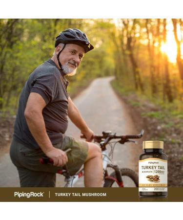 Piping Rock Turkey Tail Mushroom Capsules 1200mg - 200 Pills | Coriolus Versicolor Herbal Extract Supplement | Non-GMO & Gluten Free - Buy Online on GoSupps.com