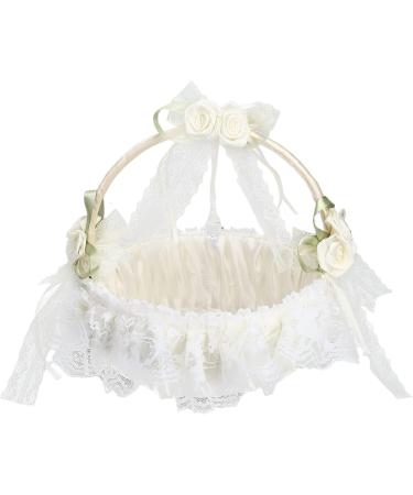 White Wedding Flower Basket Easy Carry Lightweight Wedding Flower Girl Basket for Photography - Buy Online on GoSupps.com