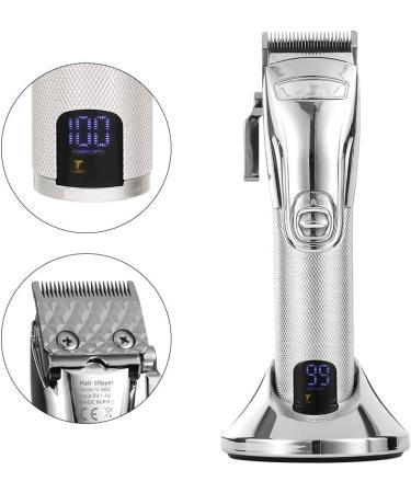 Premium Silver Hair Clippers for Men - Full Metal Electric Hair Clipper with LCD Digital Display - Buy Online on GoSupps.com