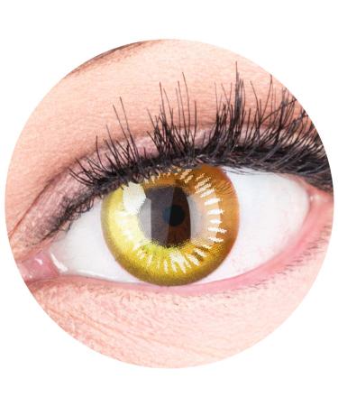 Colored yellow contact lenses Anime Yellow Circle Lenses Heroes of Cosplay strongly opaque - with free lentil container - with strength -5.50 diopters