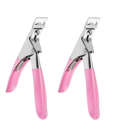 ONNPNN 2 Pieces Acrylic Nail Clipper  Professional Nail Edge Cutter  Stainless Steel Nail Trimmer  False Nail Tip Cutting Tool  French Fake Nail Scissors  U-Shaped Nail Art Clippers for Salon Home