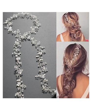 Unicra Bride Long Wedding Hair Vines Crystal Bridal Headpieces Wedding Hair Pieces Accessories for Women and Girls (Silver)