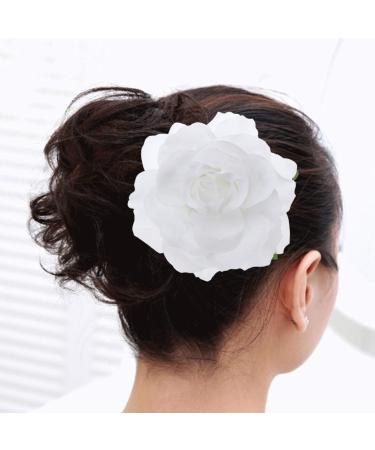 KALLORY Womens Hair Clips Rose Brooch Pin Rose Hair Clip Flower Hairpin Flower Hair Clip Artificial Flower Brooch for Women Party (1 Piece White) Rose Flower Hair Clip Bridal Hair Clip - Buy Online on GoSupps.com