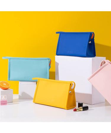 AUSEKALY 2PCS Large Makeup Bag Set for Women - Blue Orange Yellow Cosmetic Bag with Brush Bag, Travel Make Up Bag for Girls - Buy Online on GoSupps.com