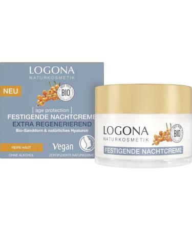 LOGONA Naturkosmetik Cr me de nuit anti- ge r g n rante pour le visage avec formule v g talienne avec argousier bio et hyaluron protection contre la vieillesse 50 ml