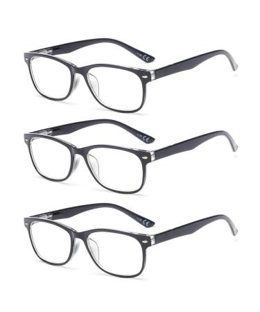 Suertree anti-blue glasses 3 pack spring hinge glasses blue light blocked glasses frame for women men BM161 0.0x 0.