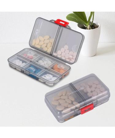 Large Portable Travel Pill Box Organizer | 8 Compartment Airtight Vitamin Case - Moistureproof Medication Holder (Gray - Buy Online on GoSupps.com
