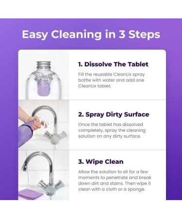 Cleanlix Cleaning Spray 2024 New Cleanlix Cleaner for Instant Stain Removal CleanLix The All-In-One Solution For Every Stain Spray Bottle & Effervescent Tablet Set Lavender Scent (2PCS+24Pills) - Buy Online on GoSupps.com