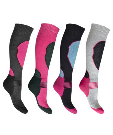 Bonjour 4 Pairs Women's High Performance Ski Socks Long Tube Thermal Socks Size 37-40