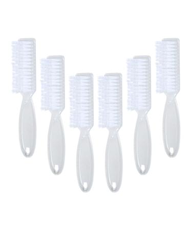 Nail Brush Fingernail Cleaner ZUFUGHJK 6 Pack fingernail cleaning brush Fingernail Scrub Nail Brushes with Handle Grip Hand Pedicure Scrubbing kit for Nails and Toes Clear
