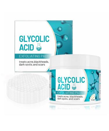 THNKSTAPS 50 Pads Glycolo-peeling pads Glycolic acid 30% Resurfacing Pads Face Cleansing Repair Pad Reduced fine lines and folds treats dark spots scars