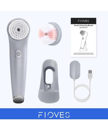 FLOVES Facial Cleansing Brush - Dual Direction Spinning Face Brush for Exfoliating, Waterproof, Rechargeable - 2 Replacement Heads, 2 Speeds - KC-5200 Gray - Buy Online on GoSupps.com