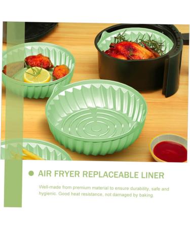 Alipis 2pcs Round Pan Air Fryer Airfryer Serving Tray Fries Silicone Pot Liner Easy to Clean Non Stick Pad Light Greenx2pcs 19X19X6CMx2pcs - Buy Online on GoSupps.com