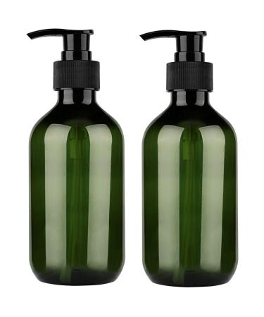 Pump Bottle Dispenser, Yebeauty 10oz/300ml Empty Plastic Shower Refillable Dispenser Soap Shampoo Pump Dispenser Containers with Pump Multipurpose for Cosmetic Kitchen Bathroom, 2-Pack Green 300ml Green