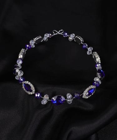Denifery Blue Sapphire Rhinestone Bridal Headpiece | Crystal Hair Vine Headband for Wedding Party - Buy Online on GoSupps.com