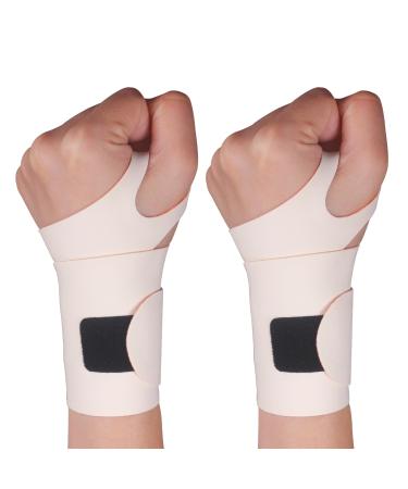 YUNYILAN Wrist Brace - Ultra-Thin Compression Support for Carpal Tunnel & Tendonitis Relief | 2pcs Beige Wrist Wraps for Pain & Injury Recovery - Buy Online on GoSupps.com