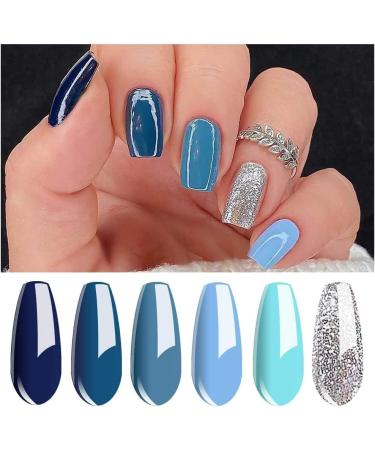 Vishine Blue Turquoise Navy Blue Gel Nail Polish Sets Glitter Gel Polish Kit Soak Off LED Required Nail Gel Polish 8ml - Buy Online on GoSupps.com