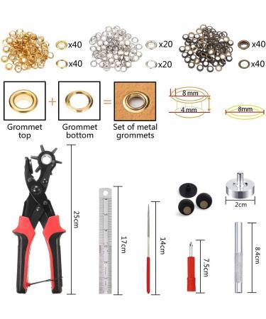 Leather Hole Punch Tool for Belts and More - Multi Size Puncher with Grommet Eyelet Kit - DIY Craft Projects - 100 Sets, Black/Red - Buy Online on GoSupps.com