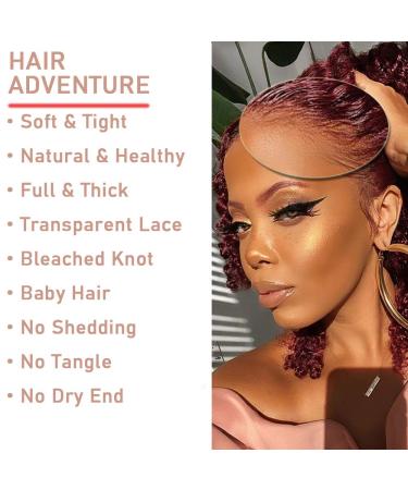 14 Wine Red 99J Curly Lace Front Bob Wig | Brazilian Remy Human Hair with Baby Hair | Unprocessed and Pre-Plucked for Natural Hairline - Buy Online on GoSupps.com