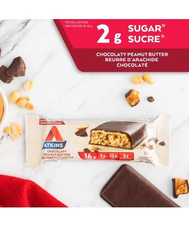 Atkins Protein Bars - Chocolaty Peanut Butter Low Sugar Keto Friendly High Protein High Fibre 2g Sugar 3g Carbs 5ct - Buy Online on GoSupps.com