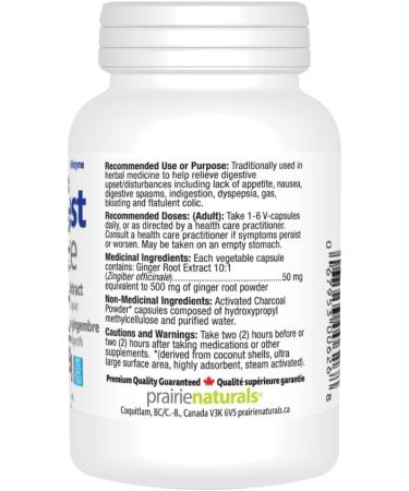 Prairie Naturals Digest Force with Activated Coconut Charcoal & Ginger Root Extract VCaps - 60 Count Ginger 60 count (Pack of 1) - Buy Online on GoSupps.com
