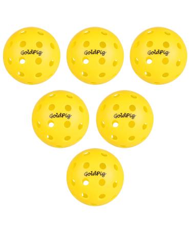 Outdoor Pickleball Balls 40 Holes Pickleballs 6/12Pack Yellow High Bounce & Durable Pickle Balls for All Types of Pickleball Paddles Wood & Concrete Floor Tennis Court with 1 Carry Bag & 2 Handle Straps Yellow-6 Pack