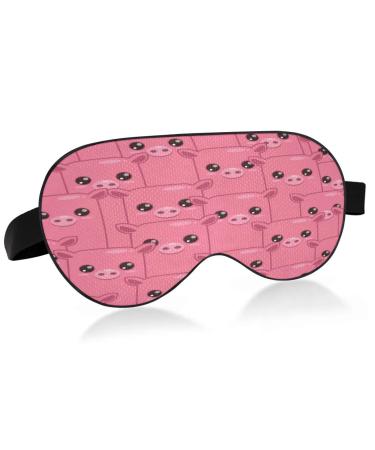 WELLDAY Sleep Mask Pink Cute Pig Night Eye Shade Cover Soft Comfort Blindfold Blockout Light Adjustable Strap for Men Women