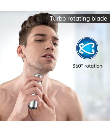 Katutude Mini Portable Electric Shaver - USB Rechargeable Rotary Razor Washable Pocket Beard Trimmer for Men - Wet & Dry Shaving in Silver - Buy Online on GoSupps.com