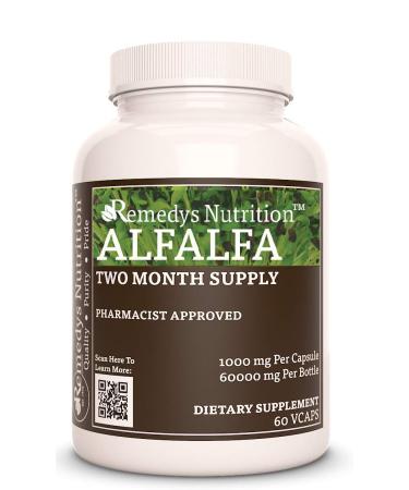Remedy's nutrition Alfalfa (Medicago Sativa) 1,000mg per Capsule/60,000mg per Bottle/Vegan Caps