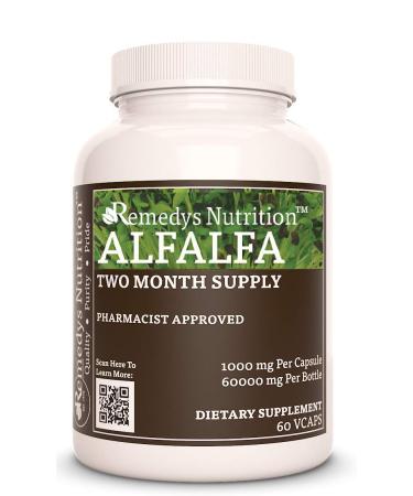 Remedy's nutrition Alfalfa (Medicago Sativa) 1,000mg per Capsule/60,000mg per Bottle/Vegan Caps - Buy Online on GoSupps.com