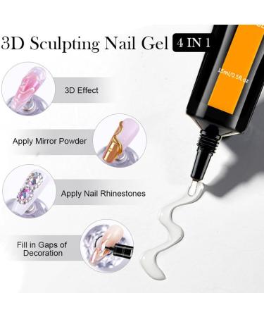  baabeash 3D Sculpting Nail Gel Long-Lasting 3D Beauty Products - 15ml Super Strong Glue for Nail Decorations | Chrome Powder Rhinestone Sticker for Salon Home Party Wedding Birthday - Buy Online on GoSupps.com