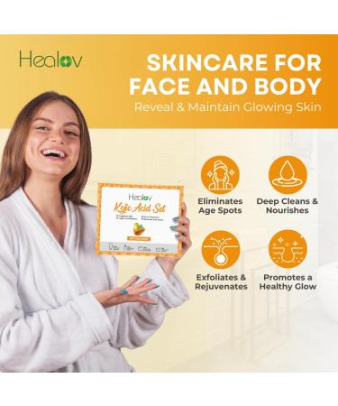 Kojic Acid Skincare Set Kojic Soap Cleanser Exfoliating Body Scrub Face Cream & Brightening Facial Serum Skin Brightening Hyperpigmentation Treatment Dark Spot Corrector with Turmeric Papaya - Buy Online on GoSupps.com