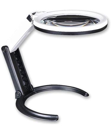 10X Magnifying Glass Hd Optical Lens Plug-in Battery Rechargeable Foldable Handheld Desktop Magnifier with Led Light for Reading Crafts Repair Magnifier Lofty Ambition