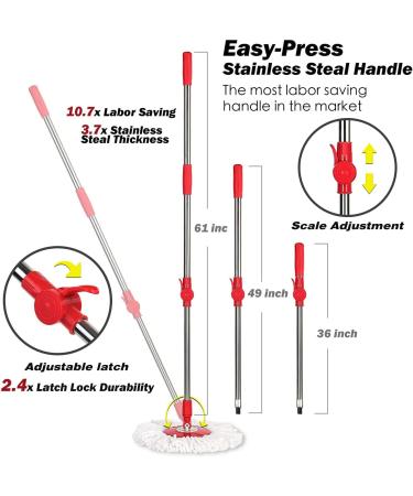 HAPINNEX Spin Mop and Bucket Set - Home Kitchen Floor Cleaning - Wet/Dry Usage on Hardwood & Tile - Self-Balanced Wringer System - 2 Microfiber Mop Heads - Buy Online on GoSupps.com