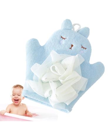 Kid Shower Brush | Soft Shower Scrubber for Boys Gentle Comfortable Kid Body Wash Sponge Children's Bath Towel Sponge for Boy Girls Kid Blue