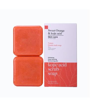 Turmeric Soap Bar for Body and Face, Clean and Smooth Skin, Acid Soap for Acne, Dark Spots, Natural Handmade Cleansing Soap, 2 Bars (Kojic Acid)