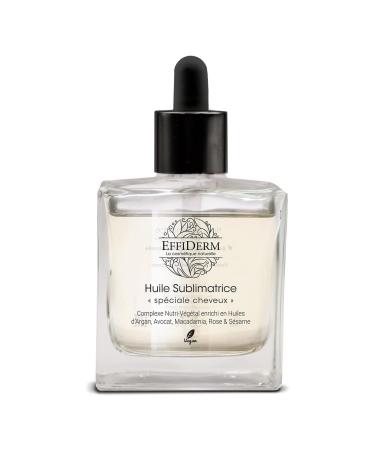 EFFIDERM - Special Hair Sublimating Oil - Nourishes protects and enhances the hair - Enriched with Argan Avocado Macadamia Rose & Sesame oils - 50ml bottle