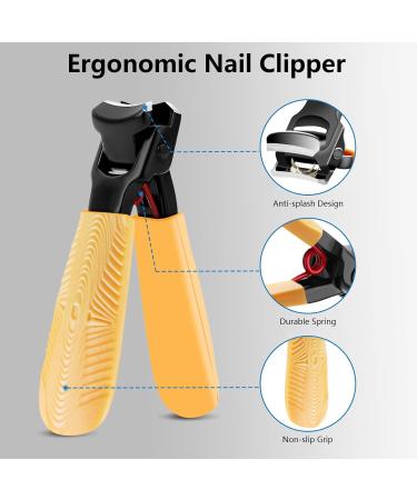 Nail Clippers for Thick Nails - DUAIU Wide Jaw Toenail Clippers Heavy Duty Nail Cutter with Catcher Sharp & Ergonomic Nail Clipper for Men and Women (Yellow) - Buy Online on GoSupps.com
