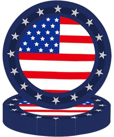 Shakven Flag Paper Plates Memorial Day Pride Paper Plates | Independence Day & Tableware Decorations Red White Blue Paper Plates 24 9-inch Plates - Buy Online on GoSupps.com