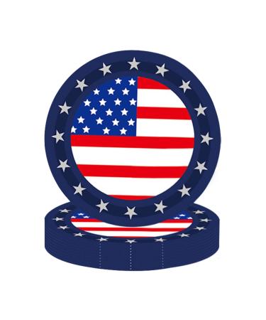 Shakven 4th of July Paper Plates | Independence Day Paper Plates Kit | Independence Day & Tableware Decorations Red White Blue Paper Plates 24 9-inch Plates