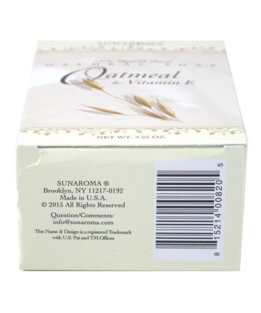 SUNAROMA Oatmeal & Vitamin E Soap Bar 4.25 oz (125ml) - Pack of 6 | Gentle Cleansing Bar - Buy Online on GoSupps.com