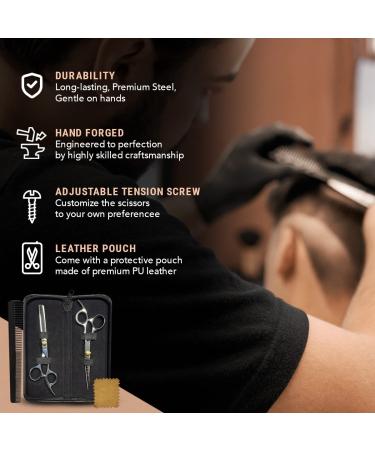ONTAKI Professional Hair Cutting Scissors Thinning Shears Kit - Japanese Steel Hair Shears Set for Men & Women - Includes Comb & Pouch - Razor Edge Barber Scissors - Silver - Buy Online on GoSupps.com