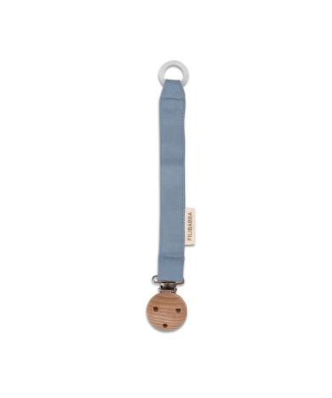 Filibabba pacifier chain made of organic cotton and wood |21 cm |Pacifier chain for boys and girls |Nickel-free metal clips |With silicone ring for attaching |Danish design (warm blue) **
