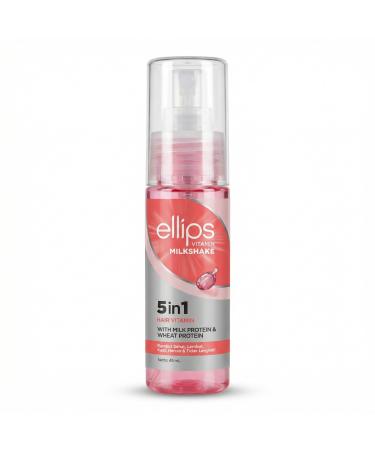 ELLIPS 5 in 1 Hair Vitamin Milkshake 45ml - Spray Soin Sans Rin age - Prot ines de Lait & Bl - D m le & Adoucit - Brillance & Anti-Frisottis - Cheveux Secs/Ab m s