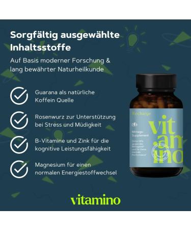 Vitamino Calculation Caffeinated Capsules | Boost Mental Performance | Vegan Gluten-Free & Lactose-Free with Guarana Green Tea & B Vitamins - Buy Online on GoSupps.com