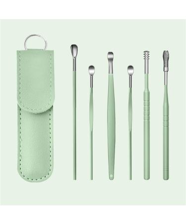 Spring Earwax Cleaner Tool Set - 6Pcs 360 Spiral Design Ear Wax Removal Kit with Storage Bag - Green - Buy Online on GoSupps.com