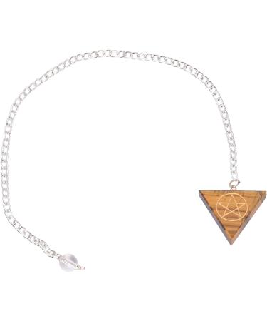 Reiki Healing Energy Tiger Eye Triangle Engraved Pendulum with Long Chain - Spiritual Gemstone for Meditation & Healing - Buy Online on GoSupps.com