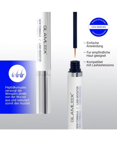 GLAMLOOX Eyelash Serum Hormone Free | Eyelash Booster | Vegan | Eyelash Booster Made in Germany | Prostaglandin Free 4 ml + Free Measuring Card in Every Package - Buy Online on GoSupps.com