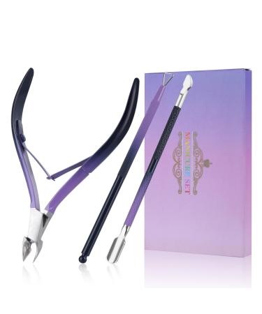 Nail skin pliers nail shaver set - precise sharp stainless steel nail skin pliers Dead Skin nail skin remover nail skin screens long -lived manicure tools purple -black